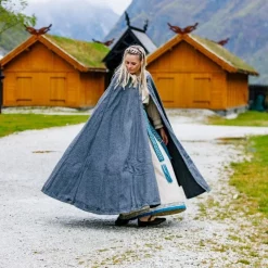 Leonardo Carbone Embroidered Cloak Damia With Fibula, Grey