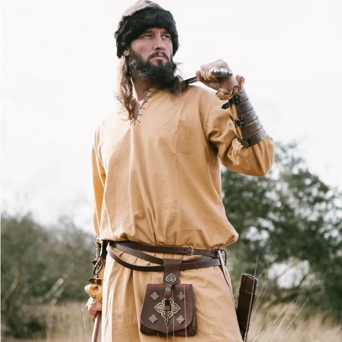 Leonardo Carbone Historical Tunic With Authentic Lining, Honey Brown - Image 3