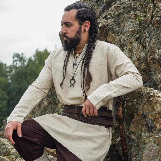 Leonardo Carbone Linen Viking Tunic Ragnar, Natural - Image 4