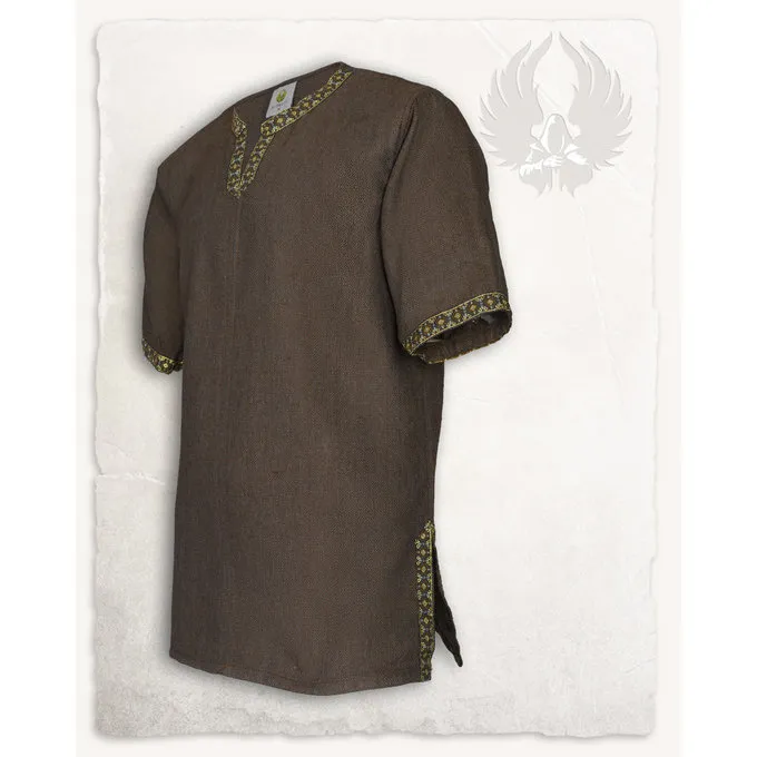 Mytholon Medieval Tunic Sigbert, Herringbone Motif, Brown