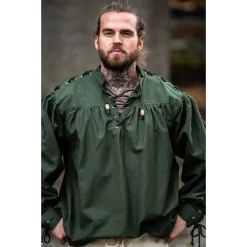 Leonardo Carbone Pirate Shirt With Laces, Green