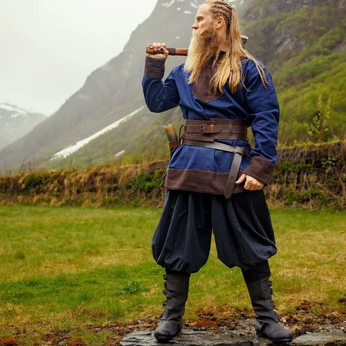 Leonardo Carbone Viking Tunic Roland, Dark Blue, Wool - Image 2