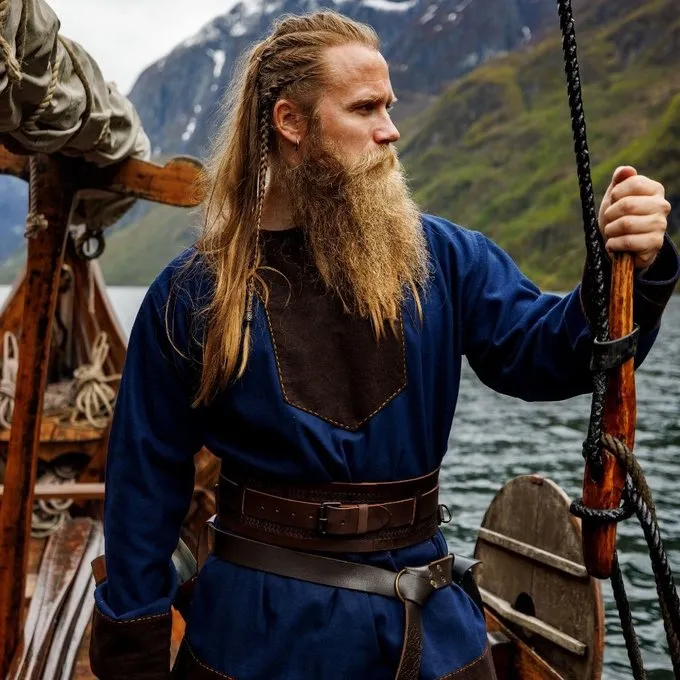 Leonardo Carbone Viking Tunic Roland, Dark Blue, Wool - Image 3