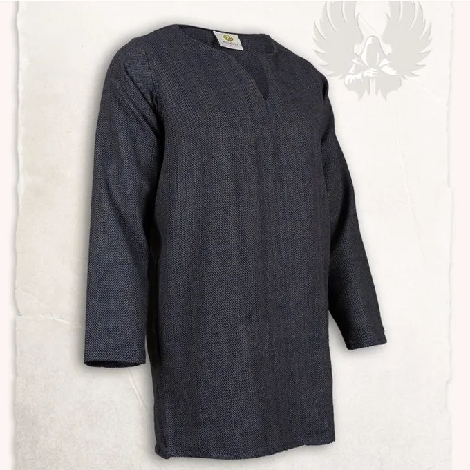 Mytholon Viking Tunic Tronde, Herringbone Motif, Blue - Image 3